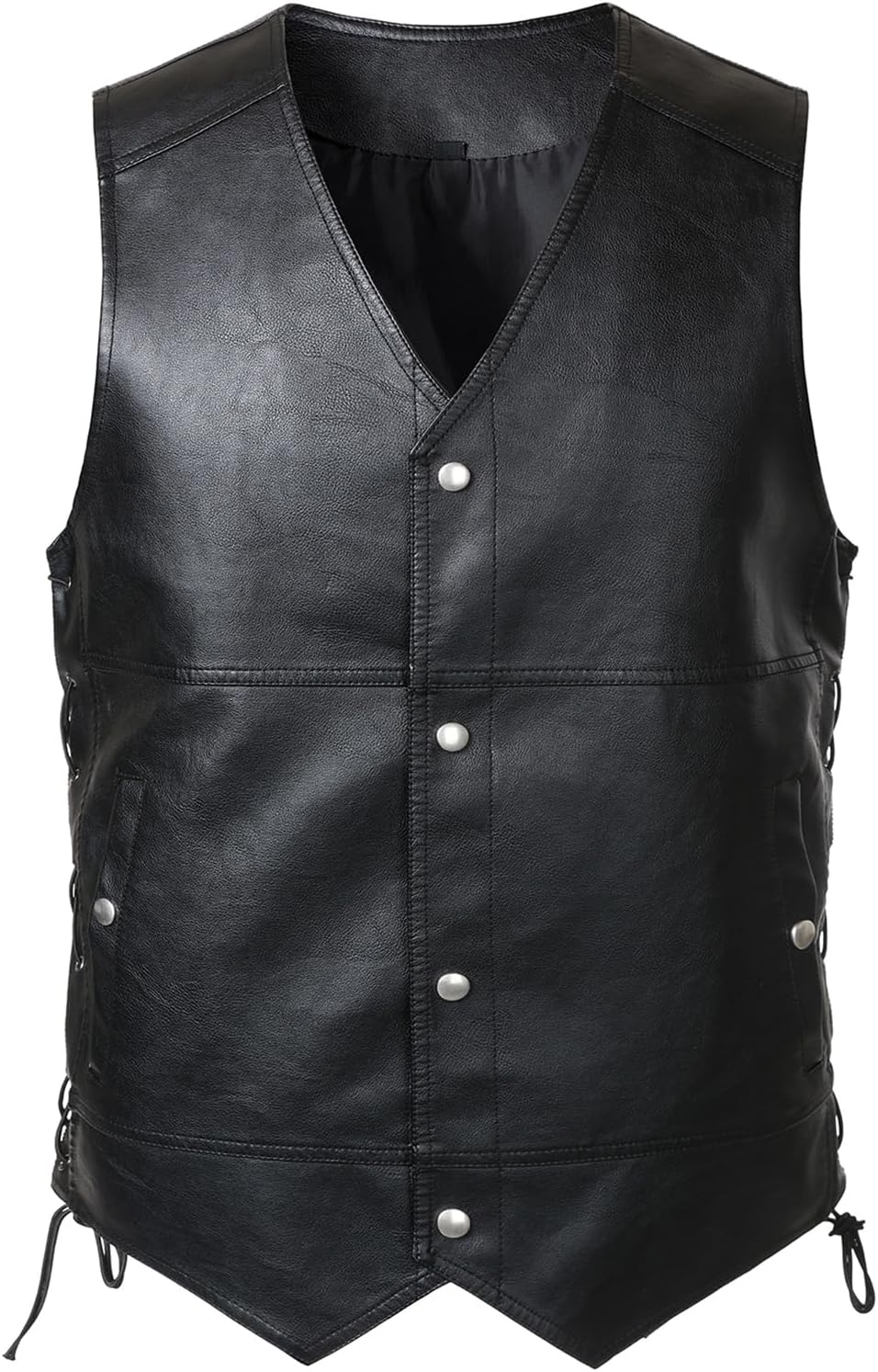 FANARCHER Motorcycle Vest for Men,Western Style Faux Leather Sleeveless Jacket with Snap Button