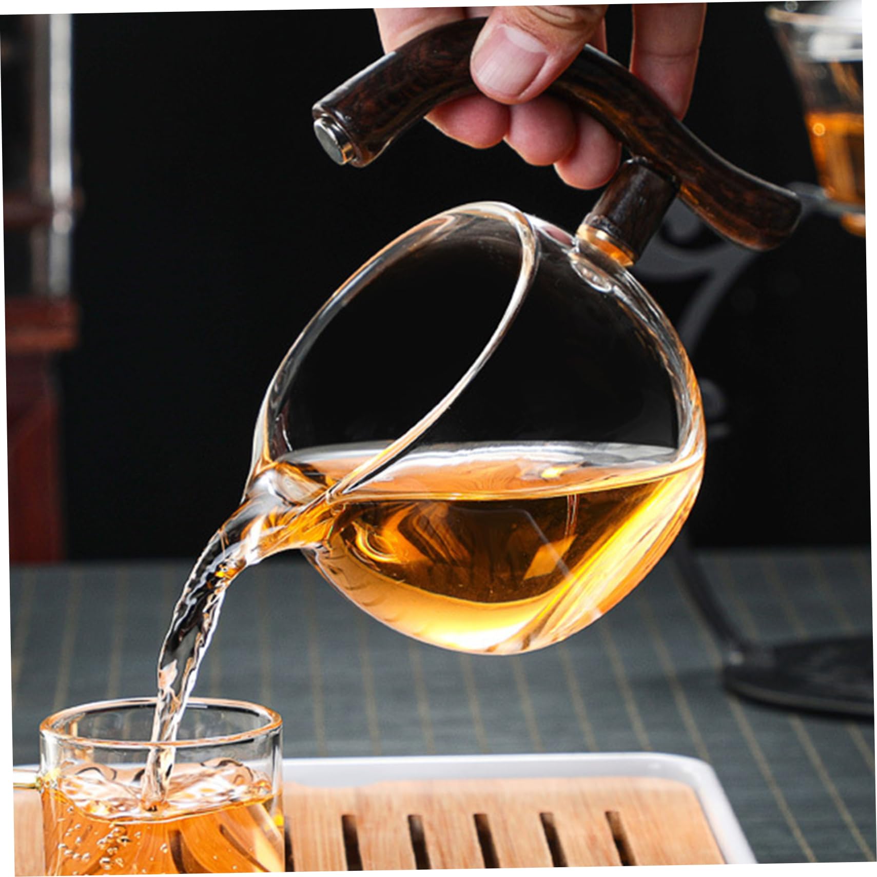 Tetera de vidrio semi automático, tetera magnética resistente al calor con filtro de acero inoxidable y mango anti-escaladrado, juego de té semiautomático de Kungfu.