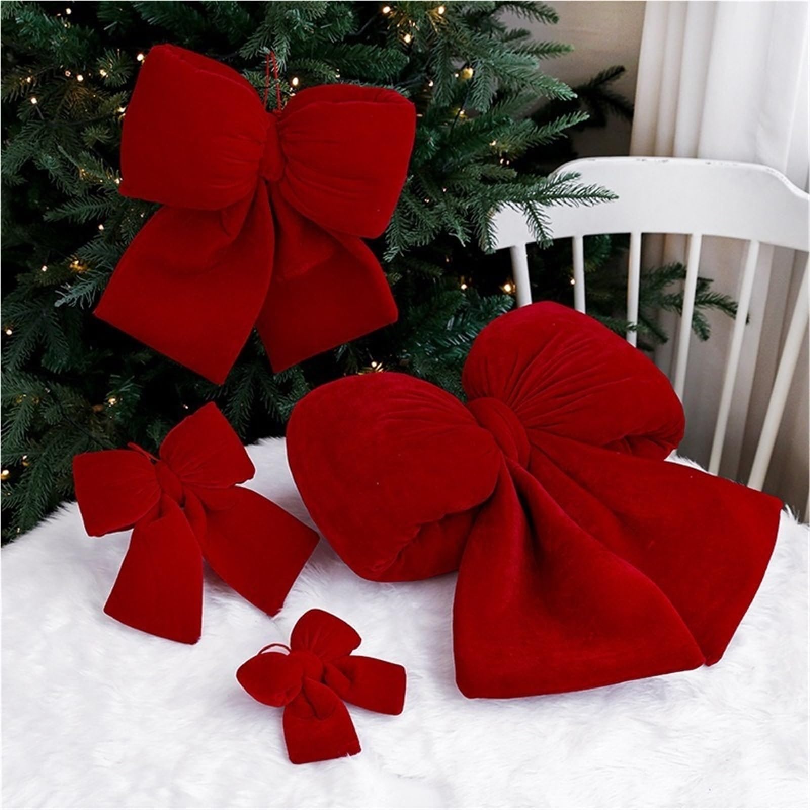 Große Satinschleife 1 3 Stück große rote Samtschleife for Aufhängen von Geschenken am Weihnachtsbaum, Partydekoration(Mixed-3pcs)