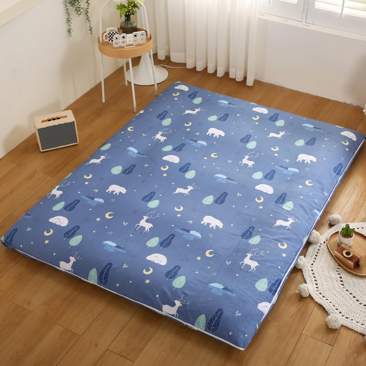 LDLCYCN ,F,120x200cm/47 * 79in, Cotton Futon Mattress Cover Zippered Traditional Japanese Floor Mat Cover