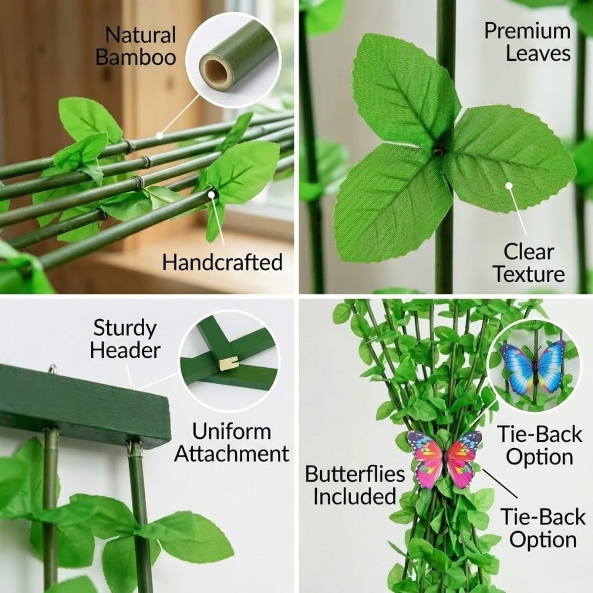 Generico Ghirlanda di Edera Artificiale Piante Finte Tenda a Fili Separatore con Foglie Verdi per Decorazione Pareti Matrimonio Giardino Balcone Ufficio Interni(60x180cm)