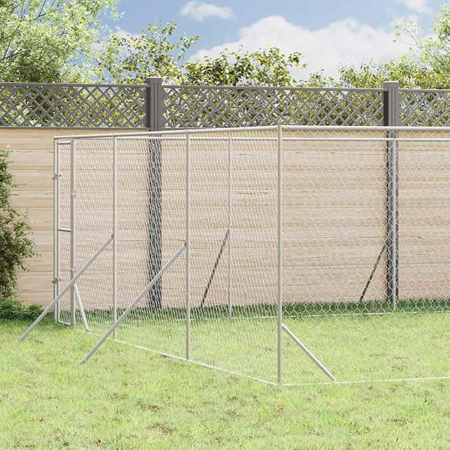 Foto 2 de 8 de vidaXL Perrera de Exterior Acero galvanizado Plateado 6x14x2 m