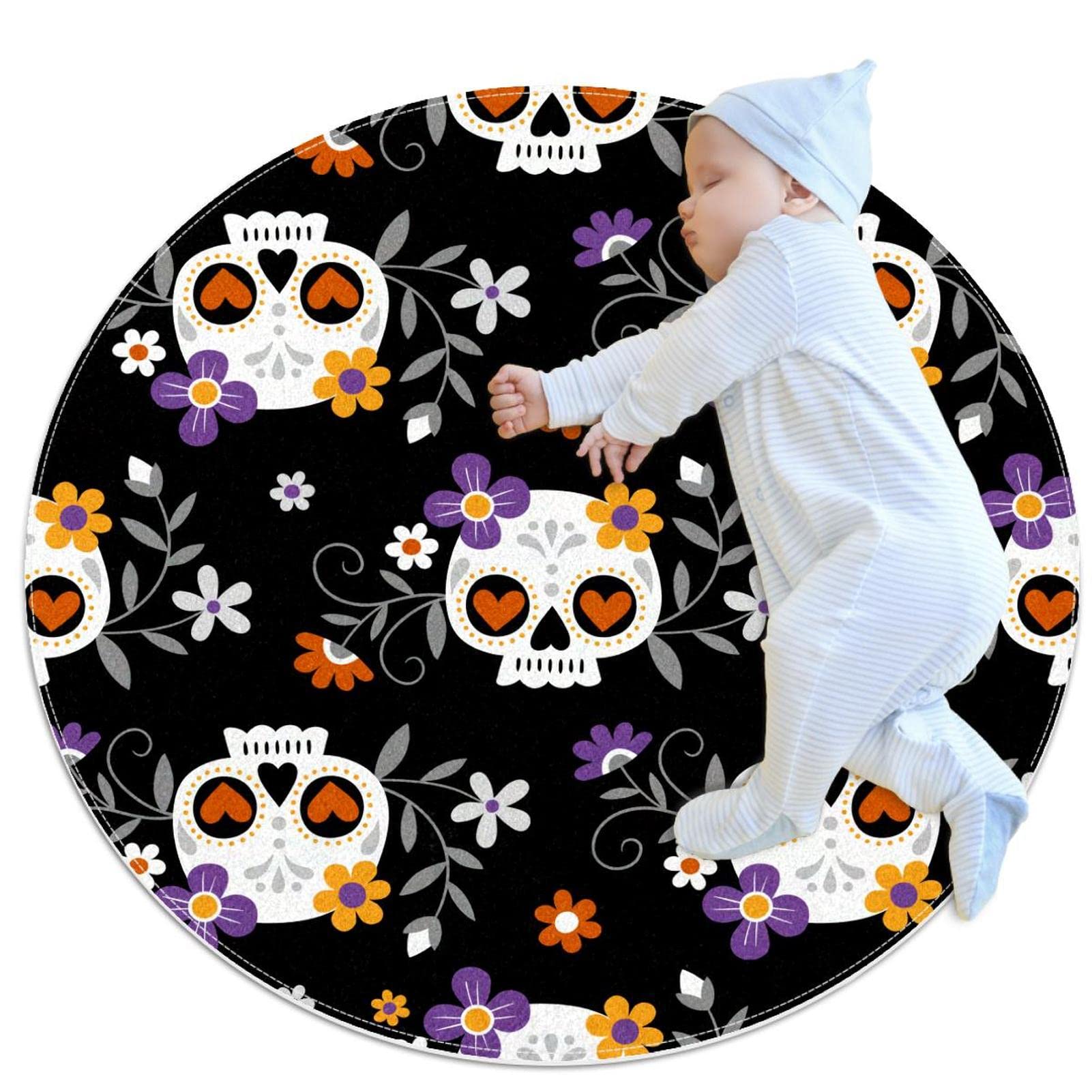 Tapis de salle de bain rond 1m antidérapant avec motif œil de cœur pour chambre