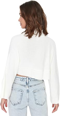 Trendyol Women's Regular Fit Basic Standing Collar Knitwear Sweater Sweatshirt (Pack of 1)
