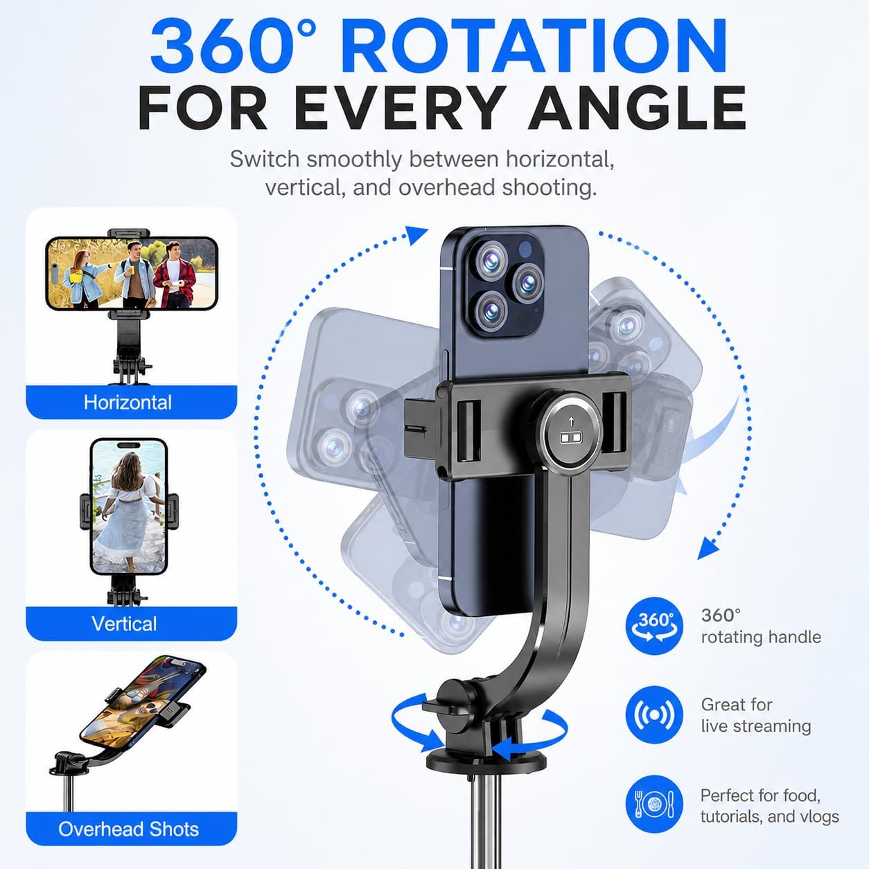 67" Detachable Phone Tripod Selfie Stick, Extendable Portable Cell Phone Stable Camera Easy Selfie Tripod Stand, with Wireless Remote, Ideal for Travel & Photos Recording/Video Vlogging, Big Tripod
