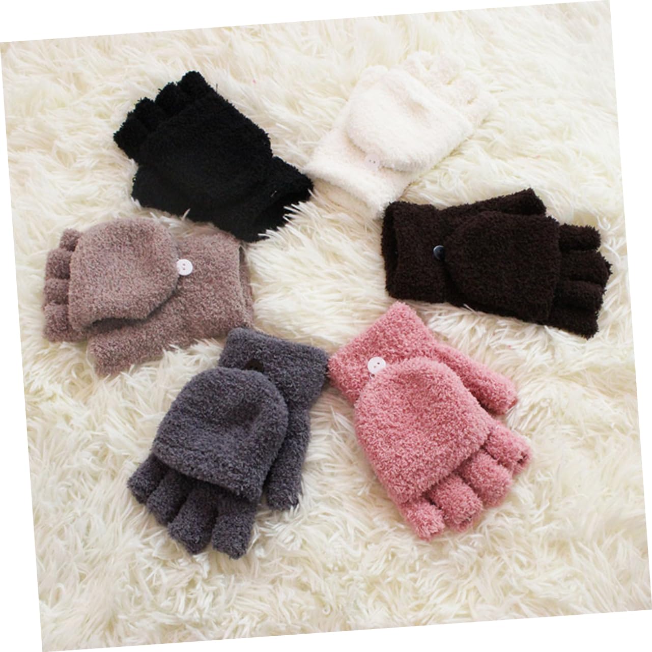 Healeved Short Gloves Gloves Winter Mittens Coffee