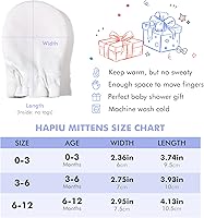 Vista 5 de HAPIU Manoplas para bebé que no se rayan, 100% algodón transpirable, guantes ajustables para niños y niñas, recién nacidos, 12 M