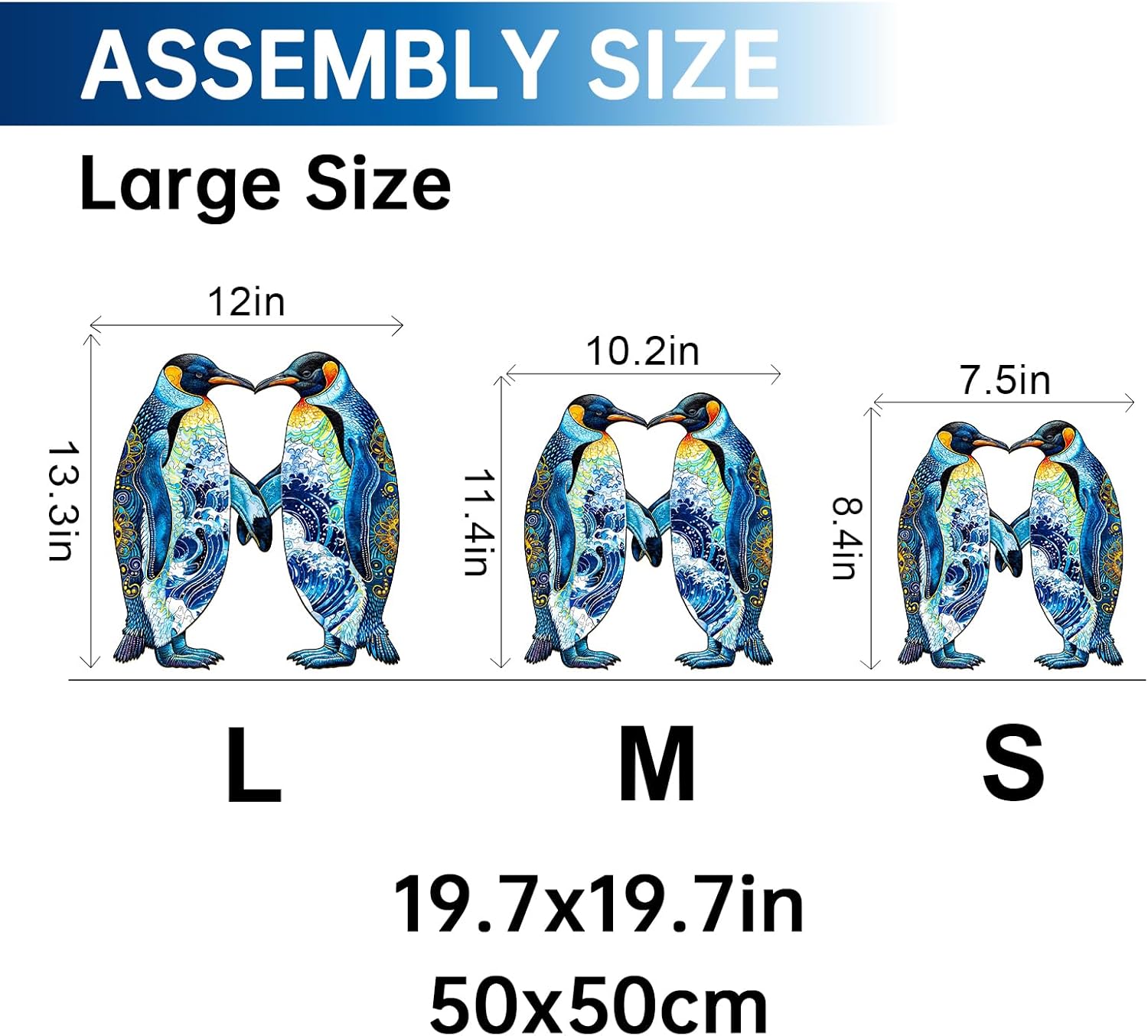 Jigfoxy Wooden Puzzles for Adults, Penguin Wood Puzzle for Adults, Unique Animal-Shaped Wooden Jigsaw Puzzle, Valentines Day Gifts for Puzzle Lovers, Family and Friends (M-11.4 * 10.2in-185pcs)