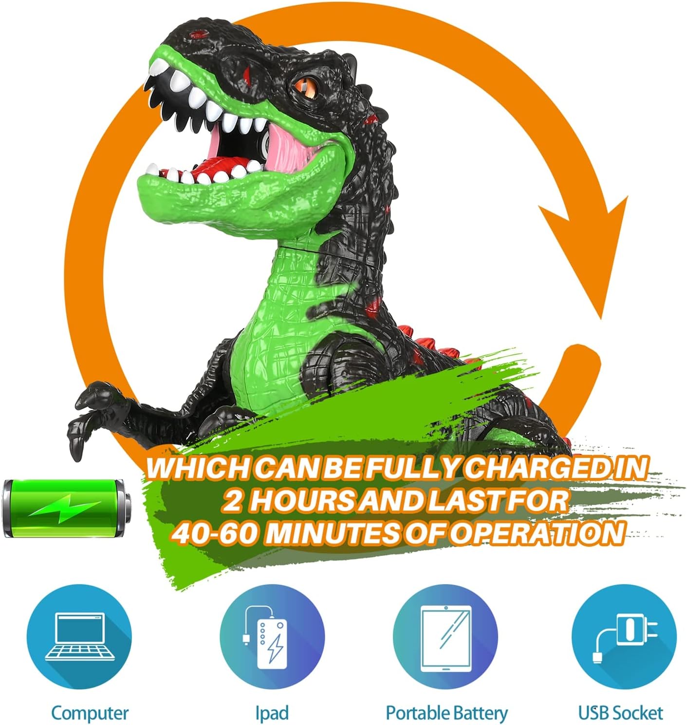 Remote Control Dinosaur Toy for Kids, 8 Channel 2.4G Rc Dinosaur(green) Top Tred Toys