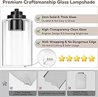 Vista 3 de 5-Light Matte Black Bathroom Light Fixtures, 31" Modern Vanity Lighting Fixture for Bathroom, Bathroom Vanity Lights Over Mirror with Clear Glass