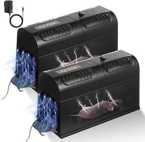 Trampa eléctrica mejorada para ratones, para la casa, para interiores, mata roedores, sin tocar y reutilizables, trampa eléctrica para ratas,