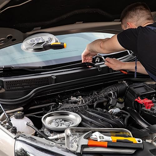 Miniatura 7 de 3 bandejas magnéticas con 8 libras, juego de herramientas magnéticas telescópicas de recogida magnética, rectángulo de 9.5 pulgadas, 2 piezas de 4