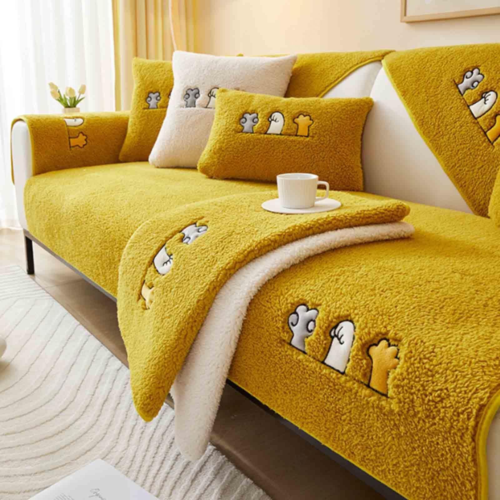 MTHGH Corner Sofa Cover L-shaped Sofa Cover 3-seater and 2-seater Sherpa Sectional Sofa Cover, Warm Anti-slip Sofa Cover Sofa Cover Washable Sectional Sofa.,C-90x180cm ā image 1