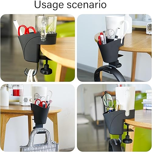 Miniatura 5 de Desk Organizers Clamp On Headphone Hook Cup Holder and Pen Stand Container for Efficient Workspaces Accessory