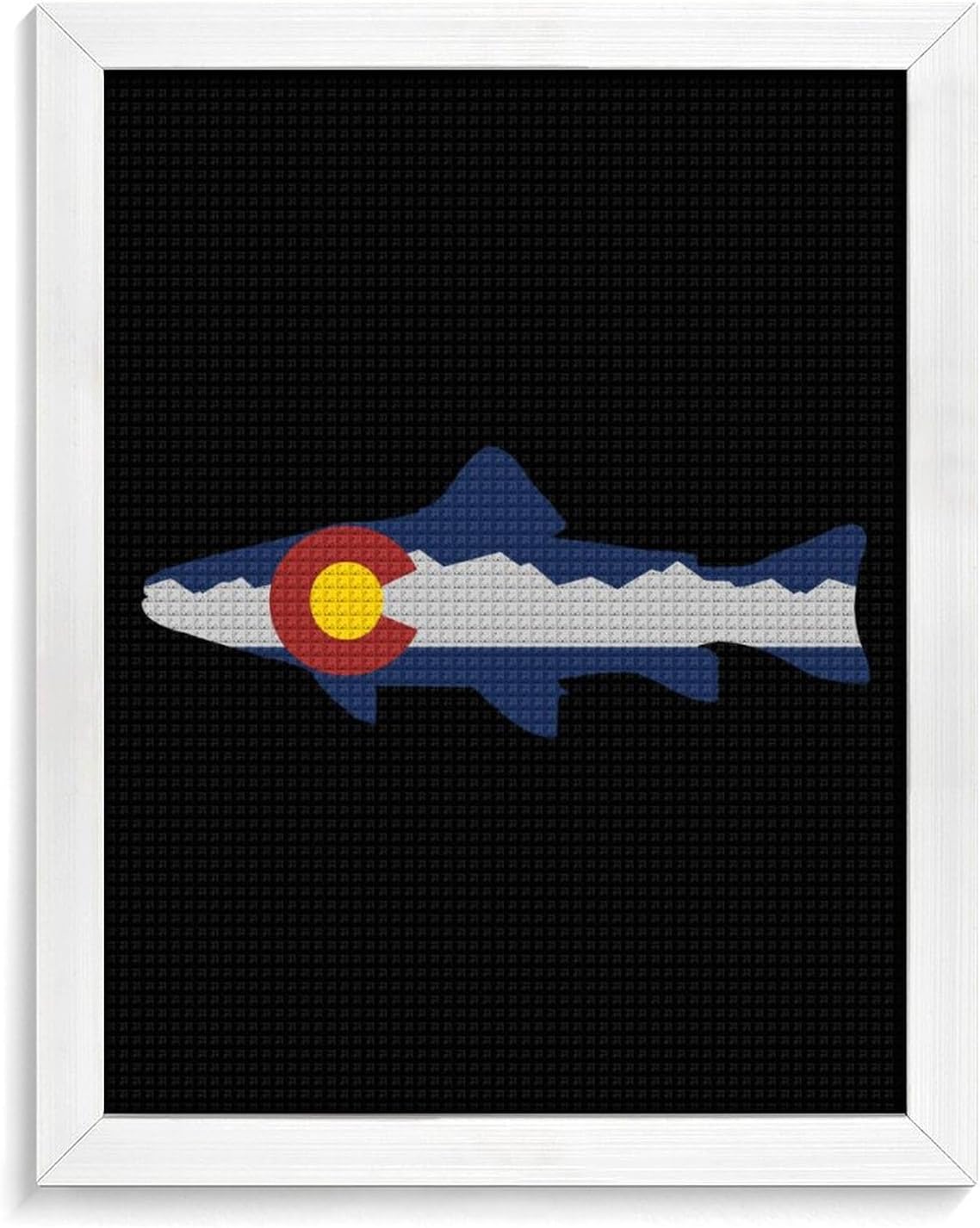 Colorado Mountain Trout Fish Diamond 5D Painting Kits with Frame DIY Full Round Drill Gem Art Crafts for Home Wall Decor 16 X 20in White Wood 40 * 50cm