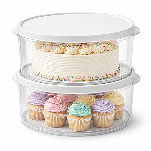 Evelots Set of 2 Pie Keepers-Clear Plastic Food Storage Containers-Holds 10 Inch Cakes, Pies, Pastries