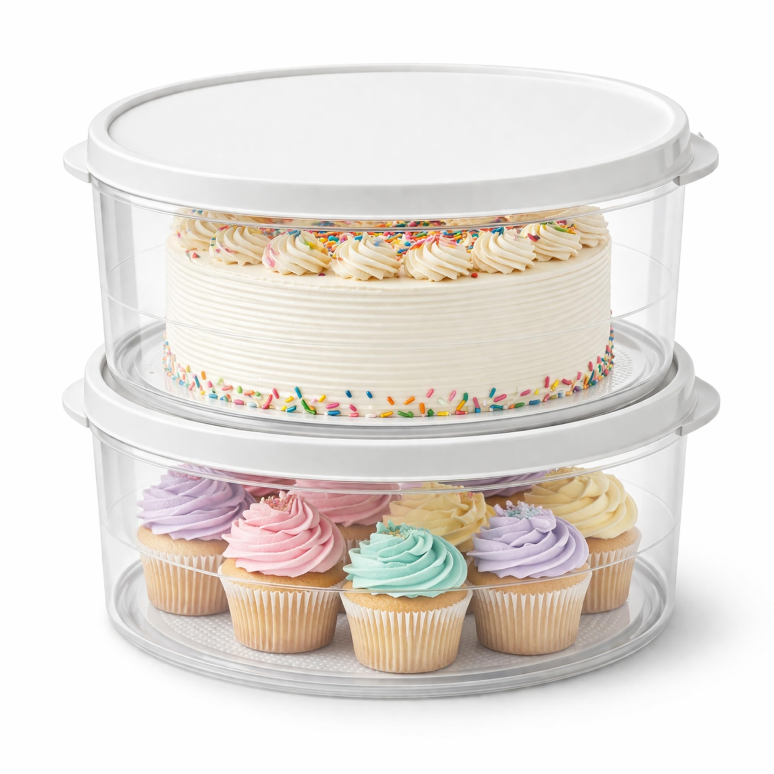 Evelots 2-Pack 10-Inch Airtight Food Storage Container with Lid - Portable Carrier for Pies, Cakes...
