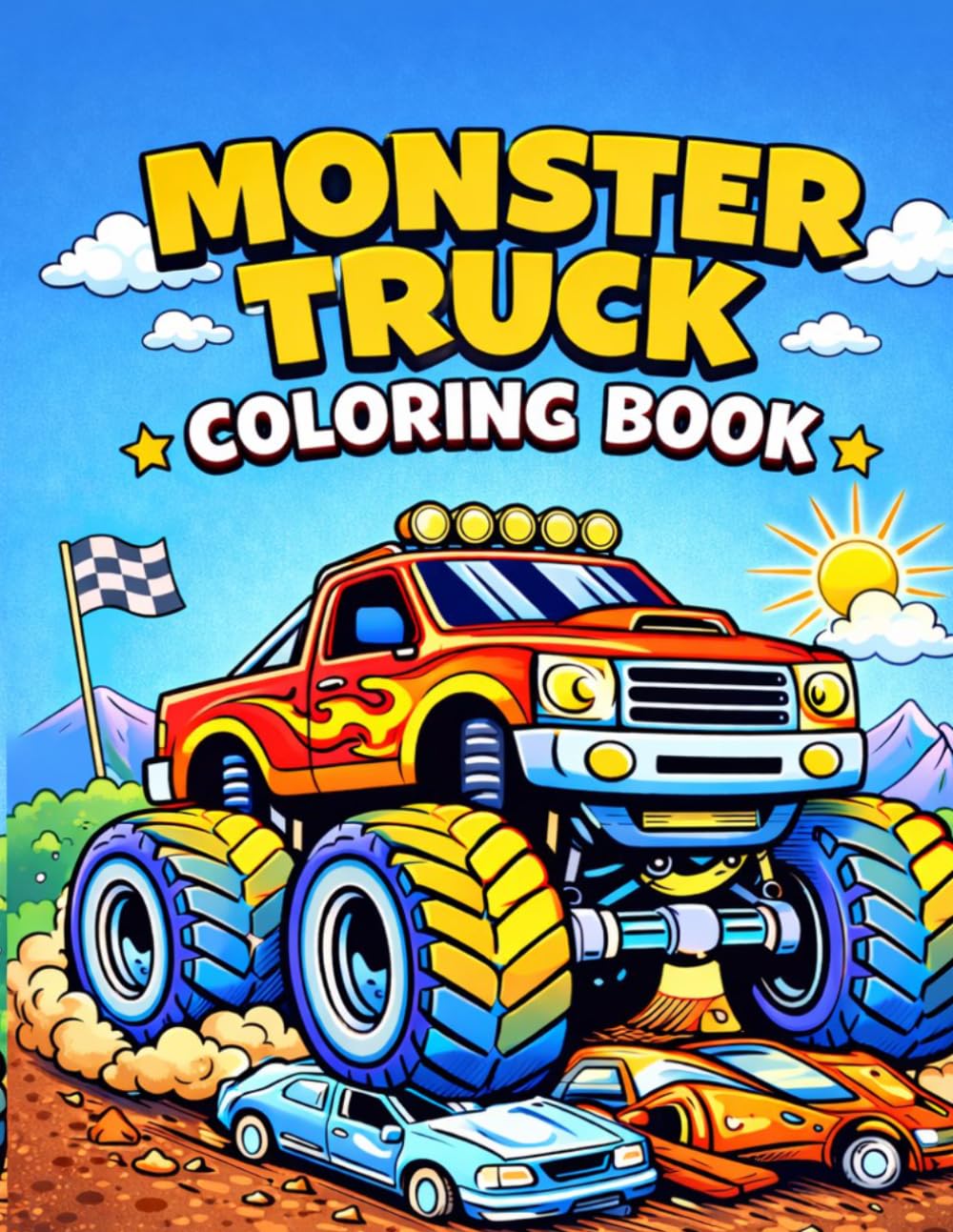 Monster Truck Coloring Book: Fun & Easy Monster Trucks | Big Tires, Cool Designs