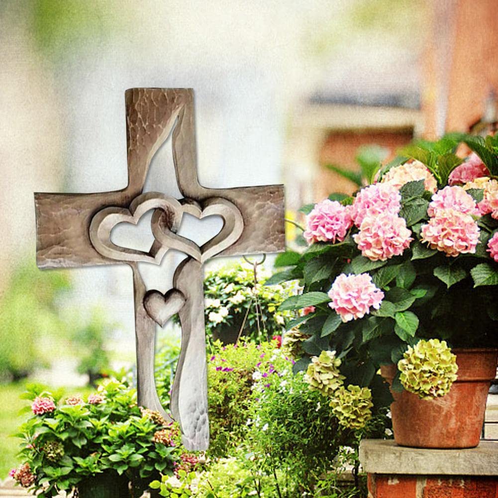 Croce In Legno Intagliato A Mano Con Cuore - 2 Pezzi Per Preghiera