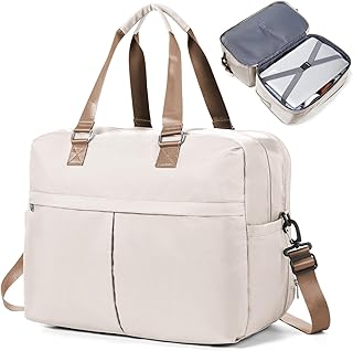 Weekender Reisetasche Damen Sporttasche 45x36x20 Easyjet Handgepäck Tasche Kliniktasche Travel Duffle Bag Schwimmtasche Trainingstasche für Flugzeug Reisen,B01-Beige braun