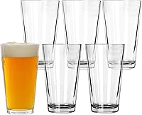 PARNOO Pint Glasses Set of 6 - 16oz Beer, Cocktail & Highball Glasses - Dishwasher Safe, Freezer Friendly for Home Bars & Pubs