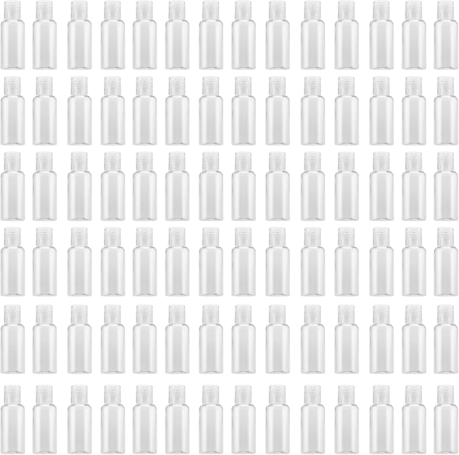 MOUYAT 110 Pack 1oz Clear Plastic Flip Cap Bottles, 30ml Empty Squeeze Travel