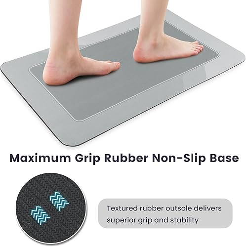 Miniatura 4 de ArtyCozy Tapete de baño súper absorbente, resistente a las manchas, antideslizante, con parte trasera de goma, delgado, de fácil cuidado, para baño,