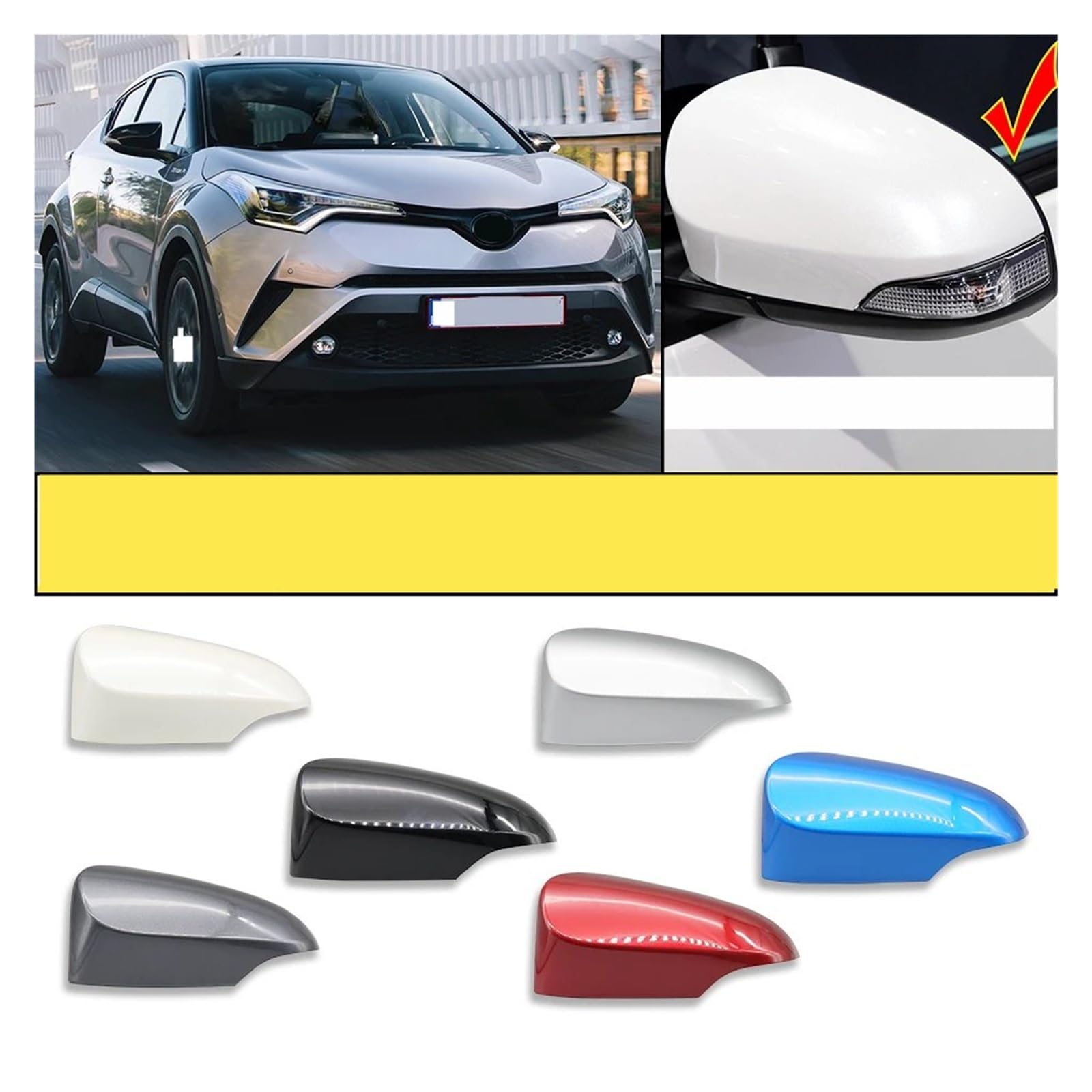 Cubierta De Espejo De Puerta Para Toyota C-HR 2016 2017 2018 2019 2020 2021 Azul/Rojo/Plata/Blanco Perla/Negro/Carcasa Espejo Retrovisor(Pearl White LH)