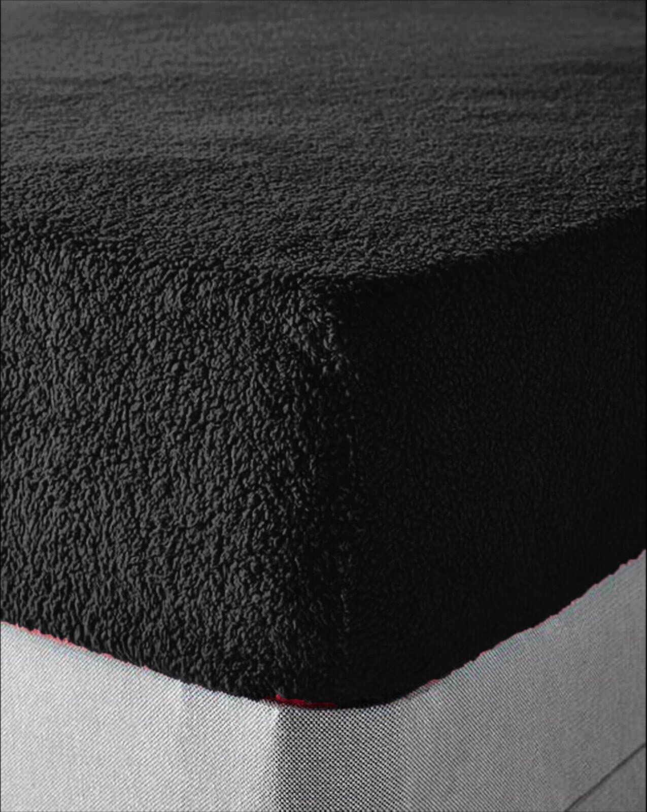 SUPER SOFT TEDDY BEAR FUR SHERPA CUDDLY COSY WARM EXTRA DEEP FLEECE FITTED SHEET BEDDING BED LINEN (Black, Small Double)
