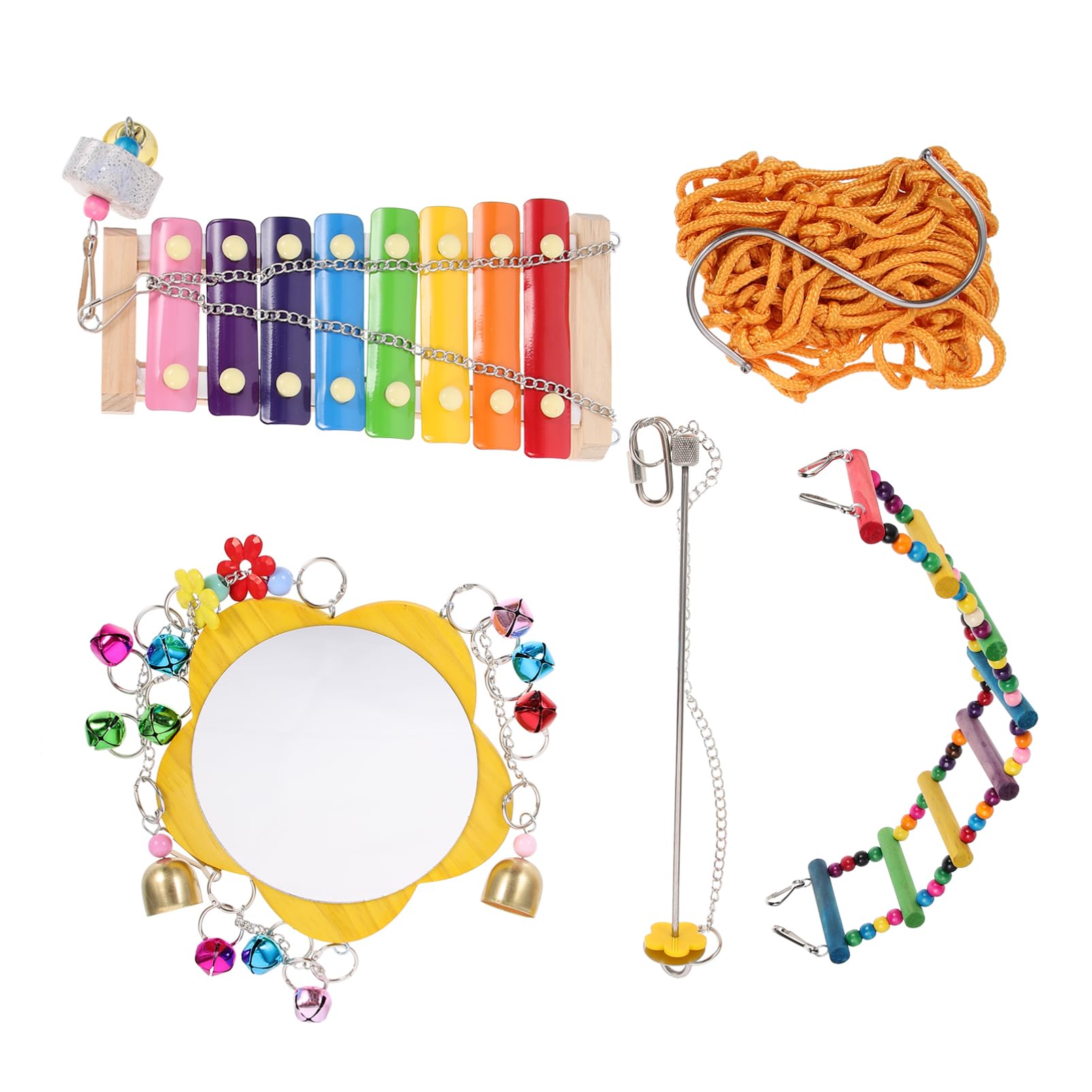 FRCOLOR 1juego Juguetes para Pollos Colgantes Diversión para Gallinas y Pollitos Incluye Espejo y Accesorios Interactivos para Corral