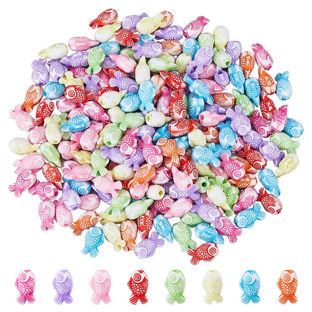 Perles en acrylique poisson DICOSMETIC multicolores pour création de bijoux DIY