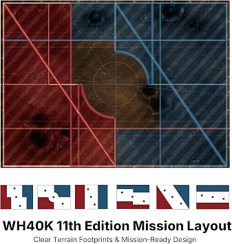 44'' x 60'' Battle Mat Gridded War-Gaming Mat for WH40K 11th Edition - Made of Synthetic Leather, 1.2mm Thickness (Adamant Bastion: Sector XI)