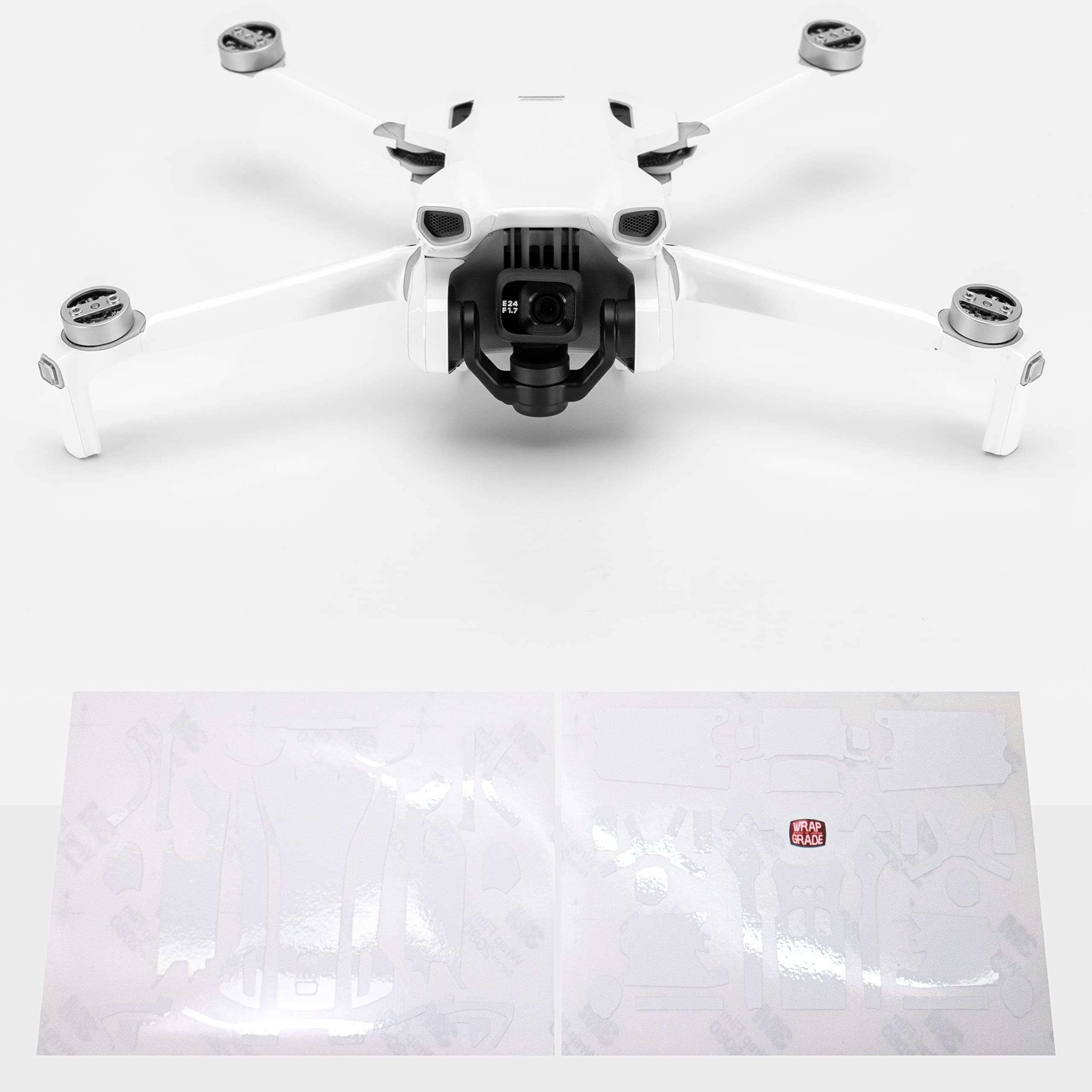 WRAPGRADE Skin Stickers compatible with DJI Mini 3 | Main Unit (RACING WHITE)