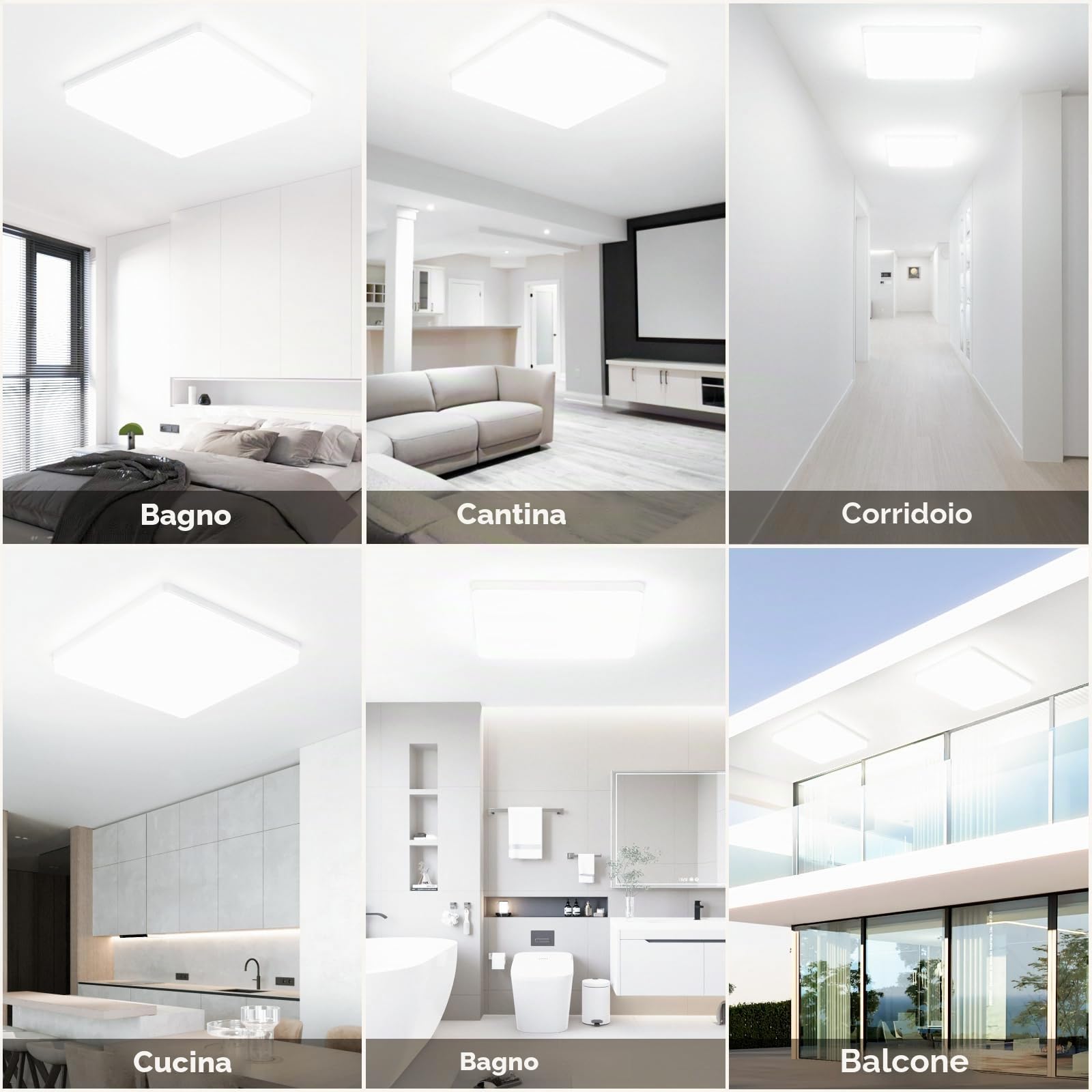 Plafoniera LED Soffitto Quadrata 48W, 4000K Lampada da Soffitto LED Moderno 4800LM, Plafoniera Luce Soffitto per Bagno Camera da Letto Cucina Soggiorno Balcone Ufficio, 30CM (Pack of 2)
