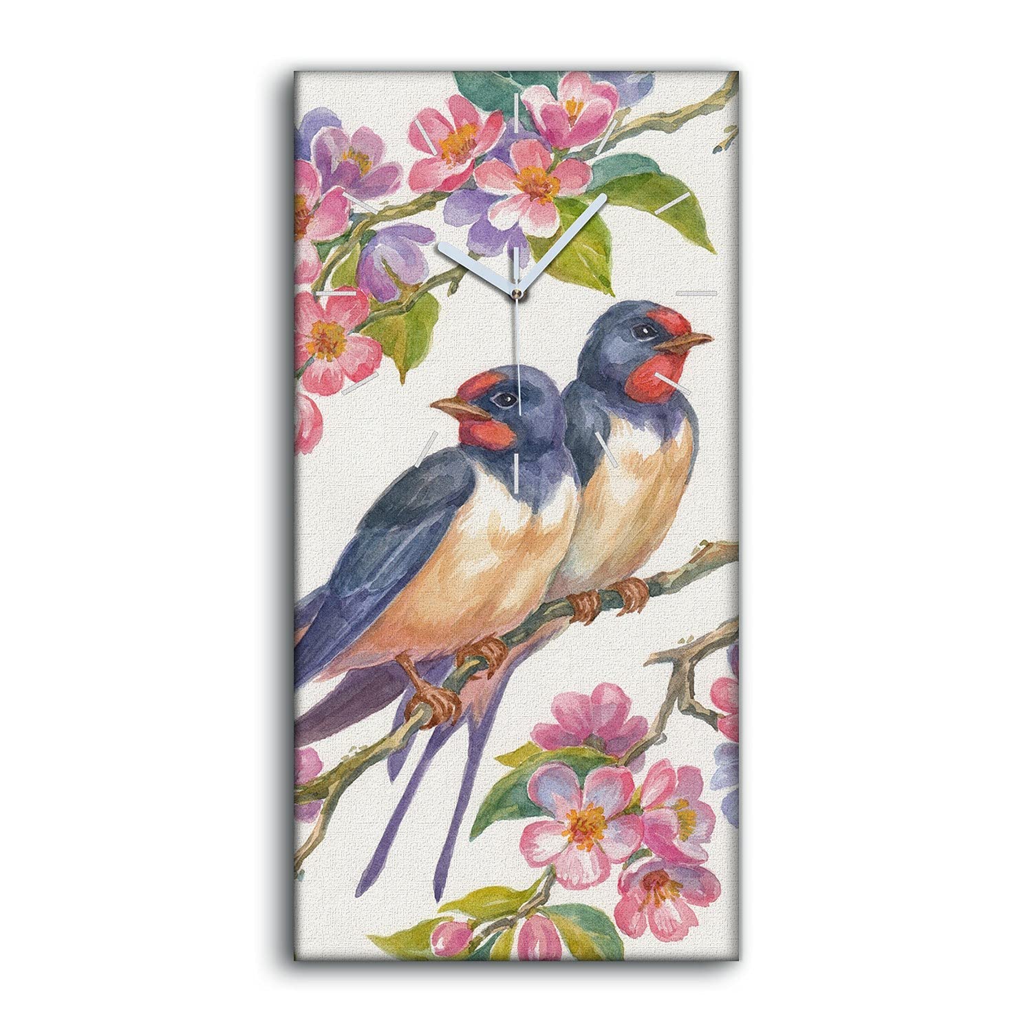 Horloge sur Toile 30x60cm Art Mural Ne Pas Tic Tac Fleurs Salon