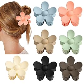 Flower Claw Clip 7 PCS Claw Clips, Hair Clips for Women Non Slip for Thick Hair Women Girls Gifts, 7 Colors