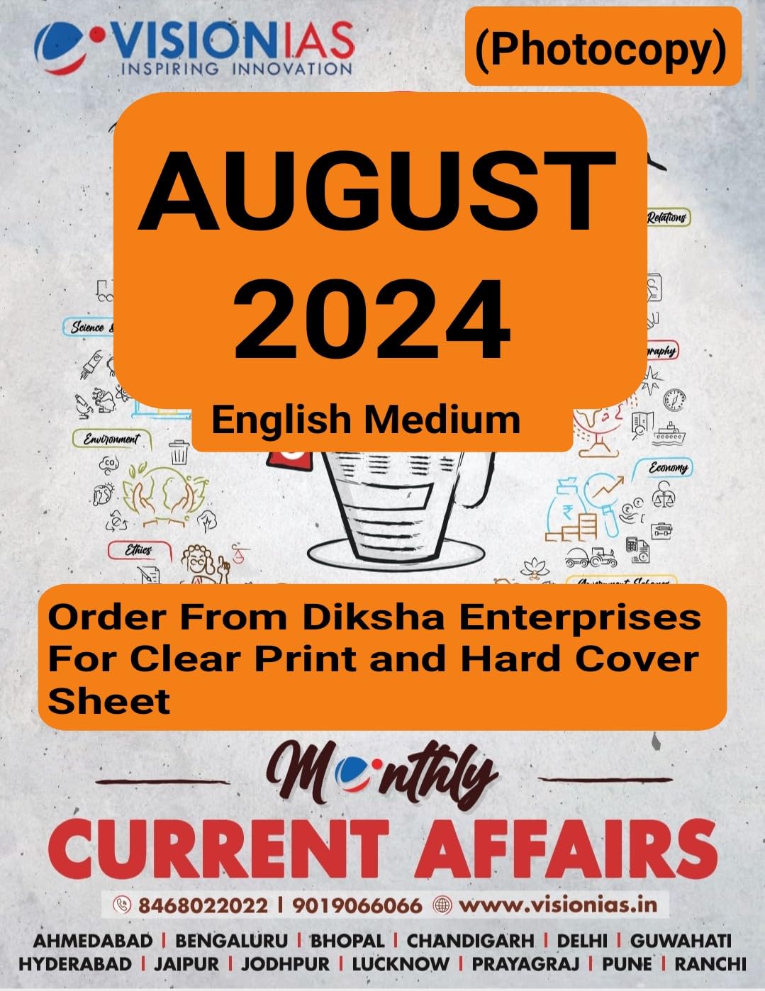 Buy Vision IAS Current Affairs August 2024 English Medium Photocopy ...