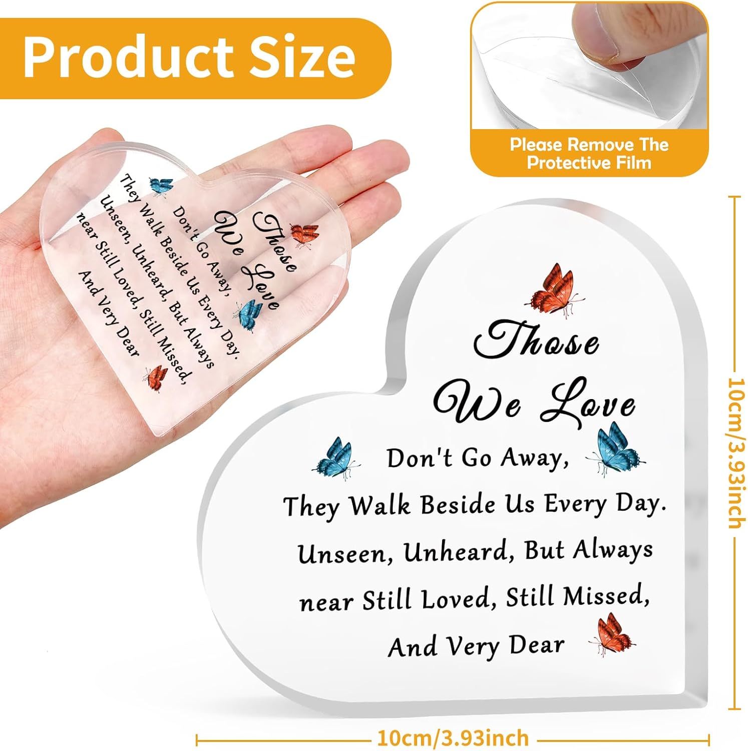 In Memory Of Father Mother Gift Sympathy Gift for Loss of Loved Acrylic Decor Memorial Gifts for Loss of Husband Wife Daughter Son Remembrance Gifts Acrylic Sign Bereavement Present for Women Men - Image 2