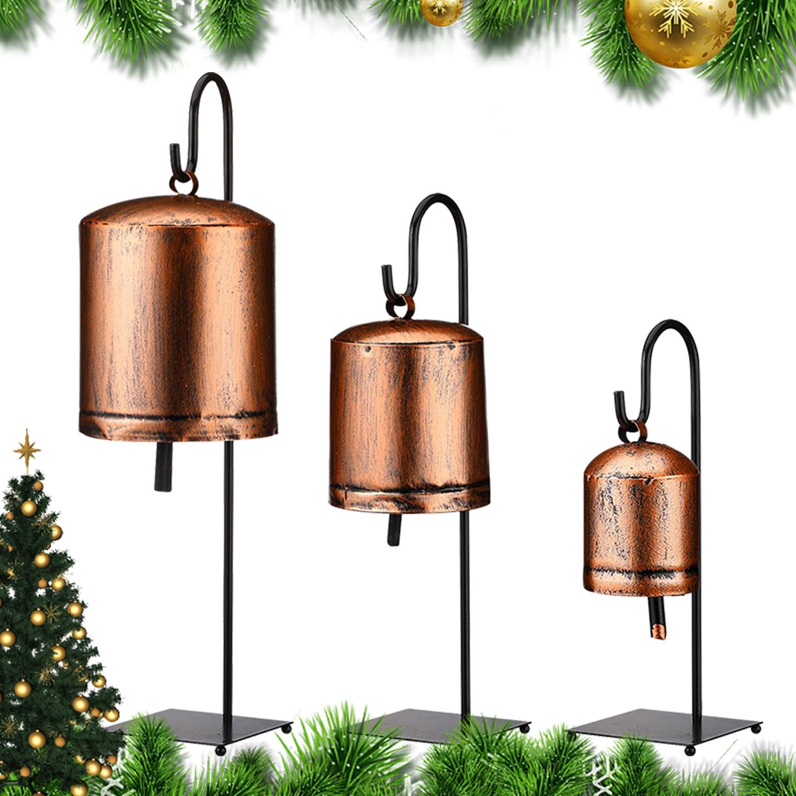 Campanas de decoración navideña, campanas de rústicas con soporte de