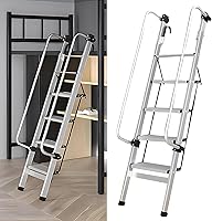 ZGZCQDSL 5.6ft Adjustable Aluminum Bunk Bed Ladder: 5-Step with Handrails, Safety Hooks & 7.9" Wide Anti-Slip Pedals for RV, Loft, Camper