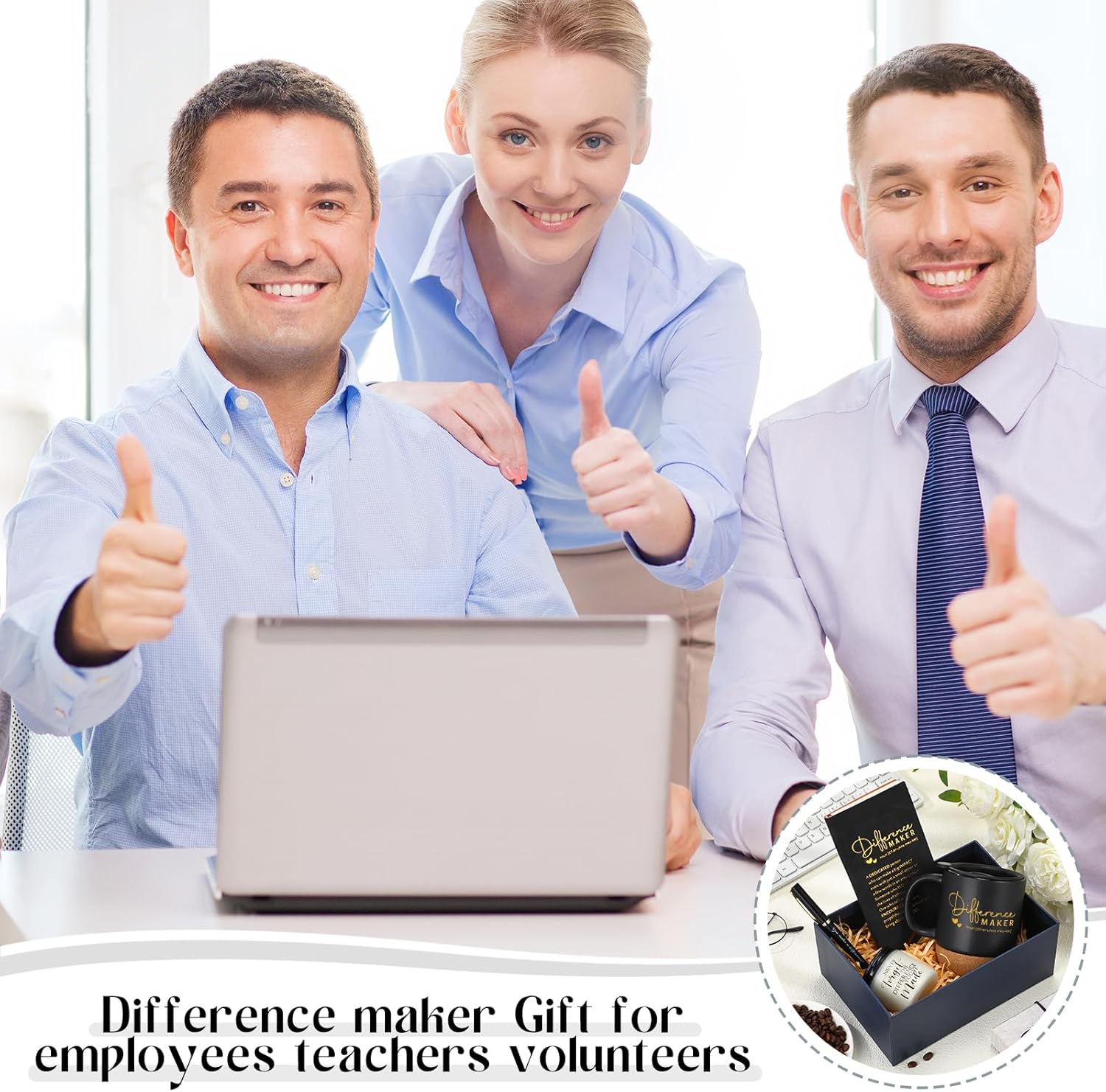 Vesici 4 Pcs Difference Maker Gift for Women Men Difference Maker Mug Notebook Candle Motivational Pen Employee Appreciation Gift for Volunteer Paraprofessional Coworker Secretary(Black,Word)