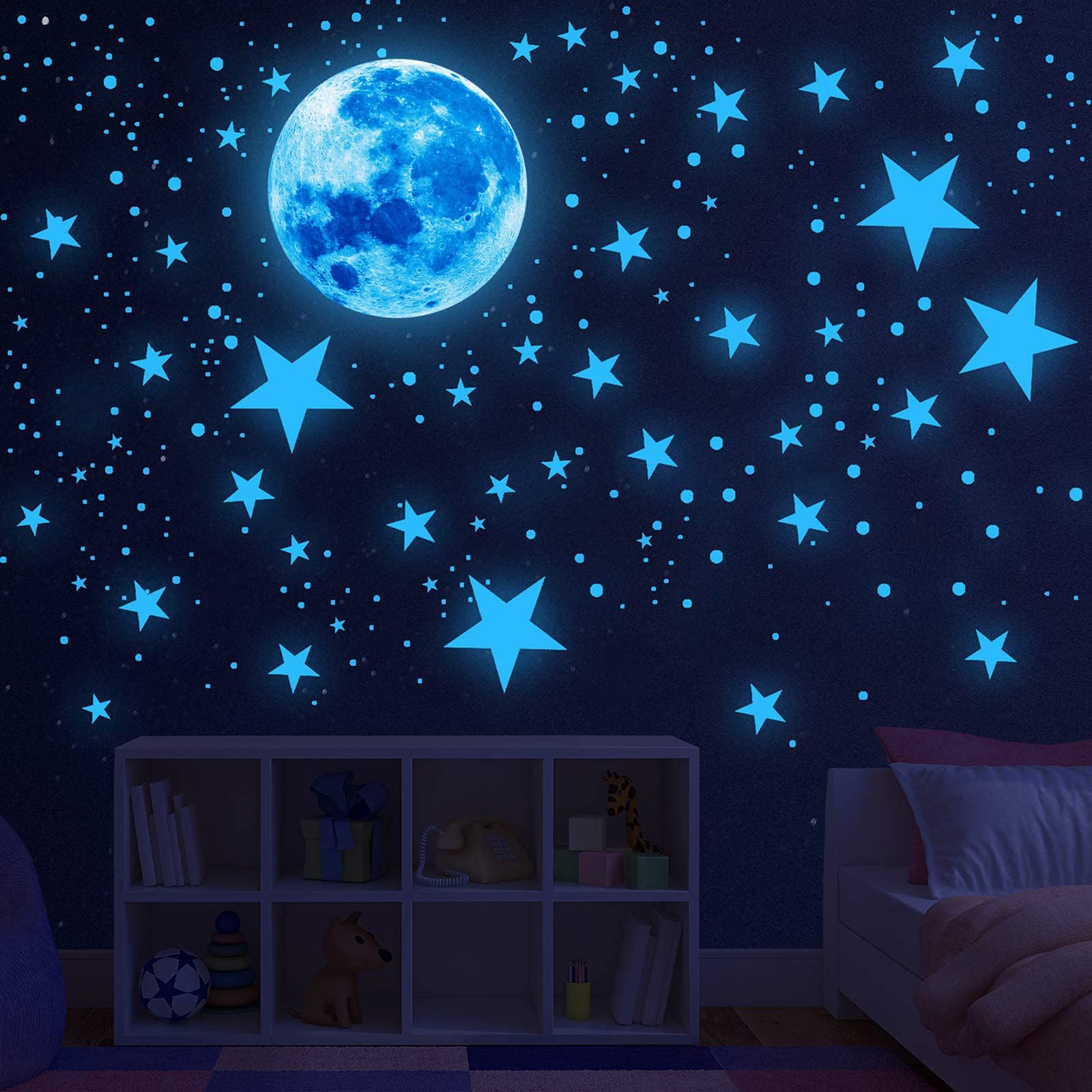 Snapklik.com : Glow In The Dark Stars,Glowing Stars And Moon Wall ...
