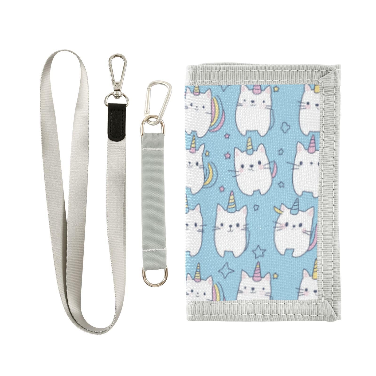 Wusikd Cute Cats Kids Wallet for Boys Girls Unicorn Horns Toddler Trifold Wallet Novelty Wallet for Teens Women Men