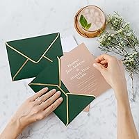 Vista 7 de 50 sobres verdes de 5 x 7 para invitaciones, sobres de correo de lujo A7 para bodas, graduaciones, tarjetas de 5 x 7 pulgadas