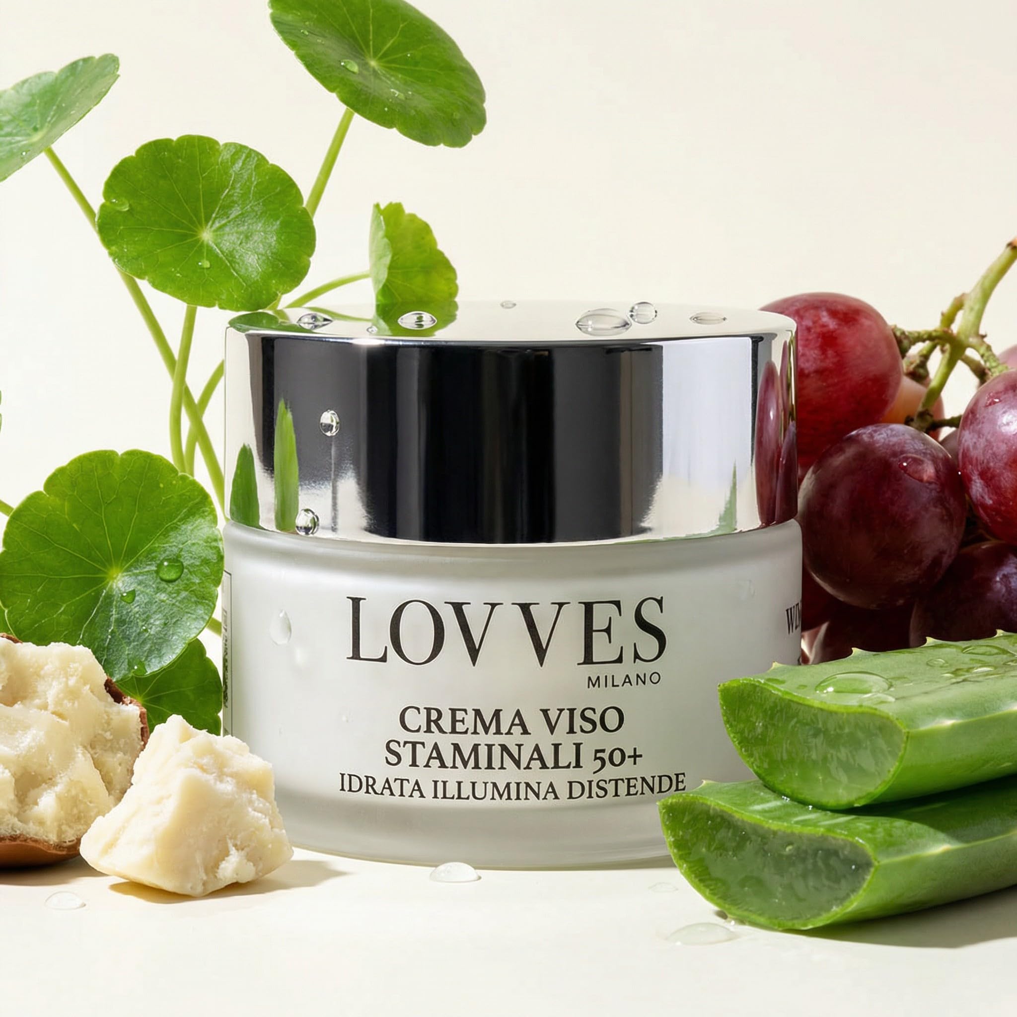 Crema Facial Células Madre 50+, Alta Cosmética Natural, Crema Facial Antiarrugas, Antiedad para Piel Madura, Hidratante, para el Día y la Noche, Formato Tarro Cristal 50 ml