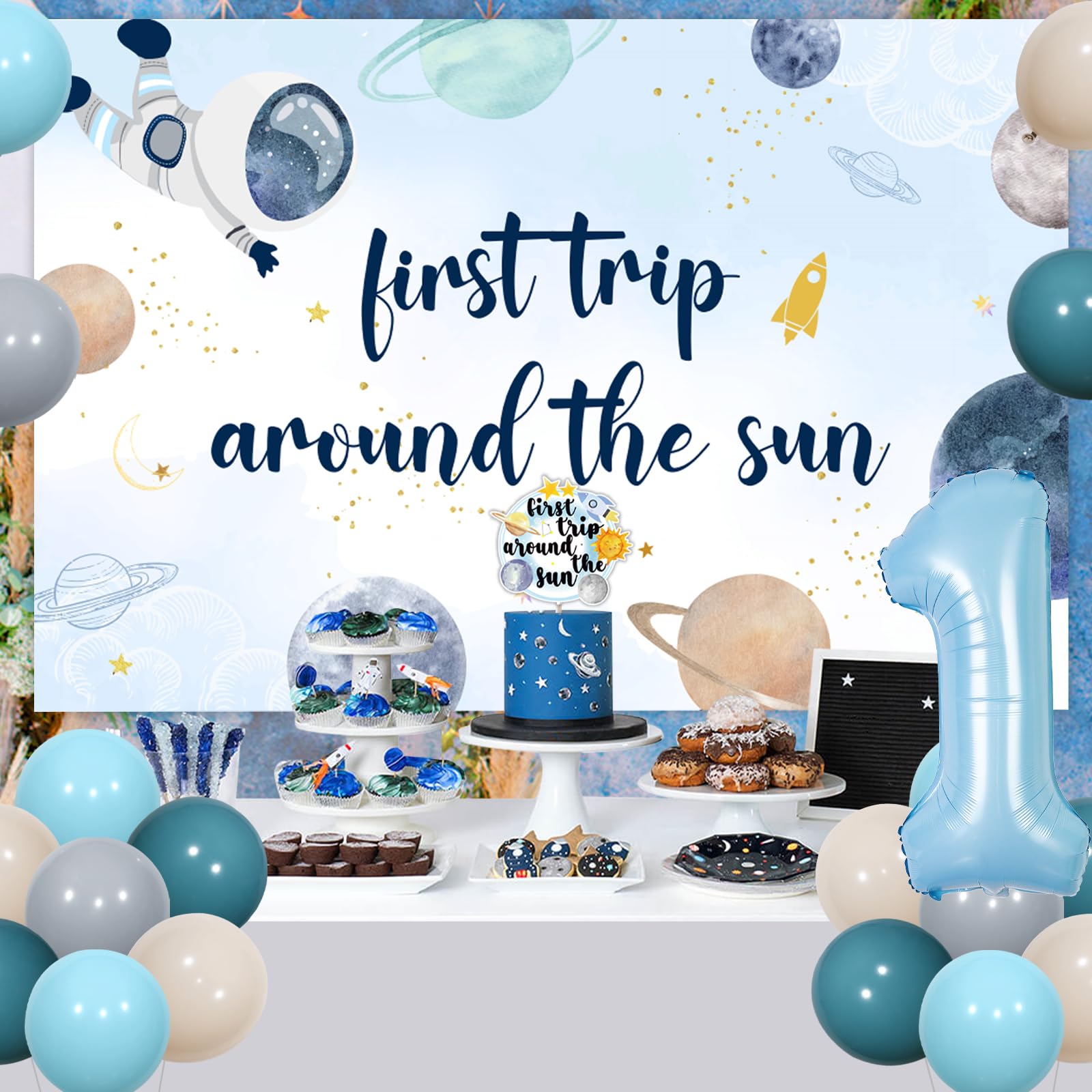 What A Onederful World - Banner Decorativo Per Primo Compleanno Bambino - Tema Viaggio E Bandiera Del Mondo