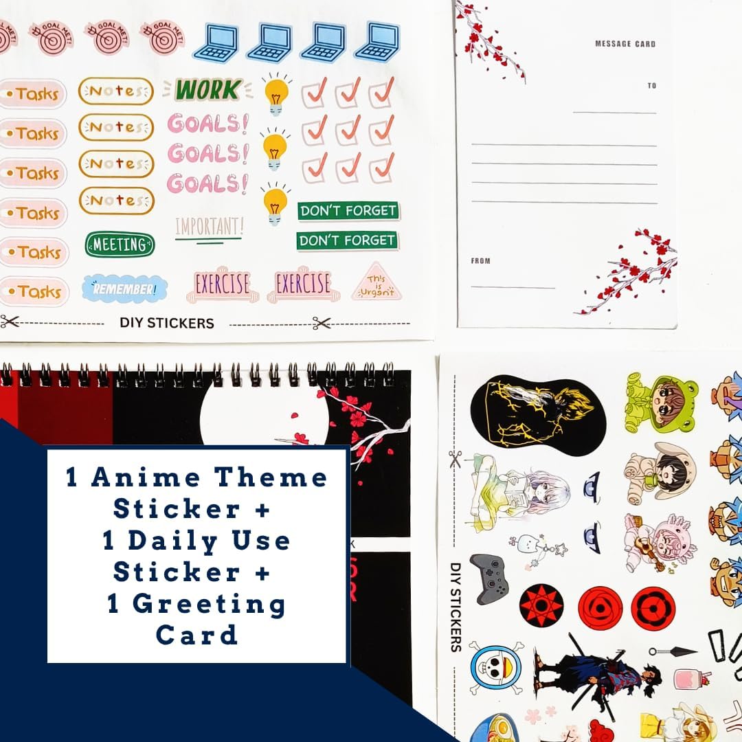 Anime 2025 Flip Table Calendar Box Set [Darkmode Version] | 3 Sticker Sheets | Bookmark | Message Card | Monthly Grid View | Anime Merch | Flip Desktop Calendar
