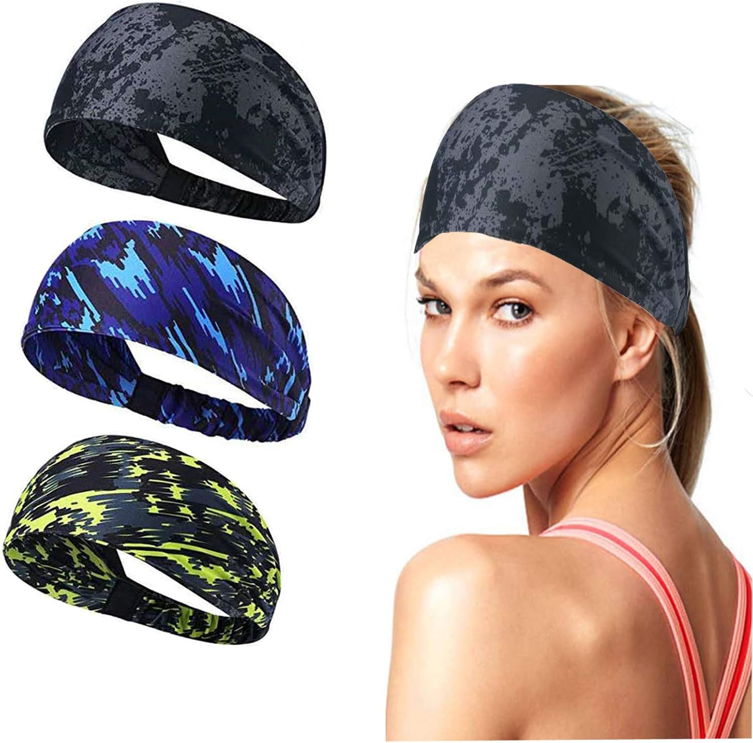 Joyfree Workout Headbands for Women Men Sweatband Yoga Sweat Bands Elastic Wide Headbands for Sports Fitness Exercise Tennis Running Gym Dance Athletic : Sports & Outdoors