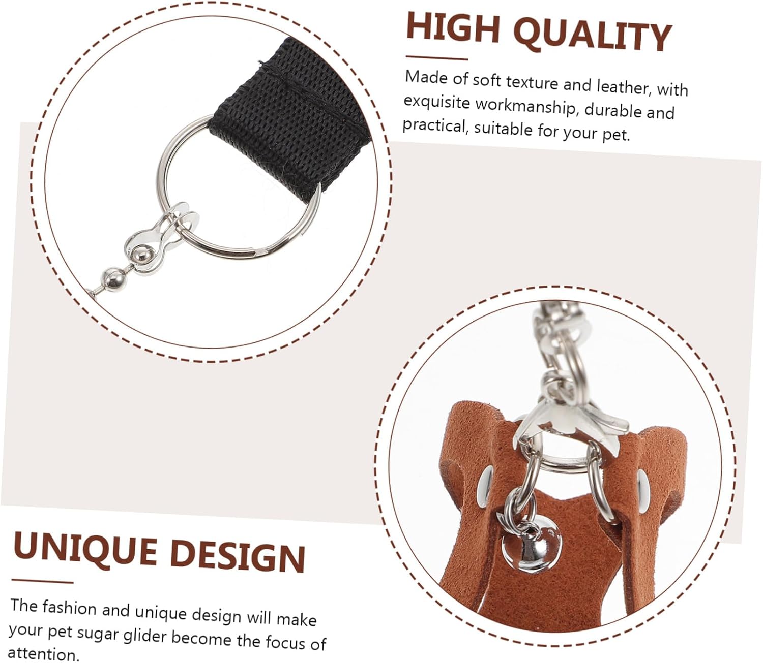 Ipetboom Adjustable Sugar Glider Leash Soft and Durable Traction Rope for Small Pets for Outdoor Activities Easy to Use and Suitable for Different of Sugar Gliders