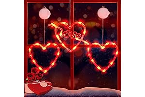 DanLi Valentine's Day Window Lights, 3PCS Heart Shape Romantic String Lights with...